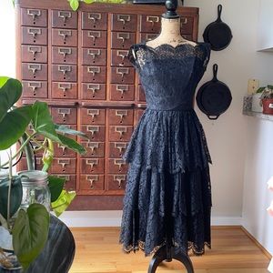 Vintage/Antique 1950’s Little Black Lace Dress
